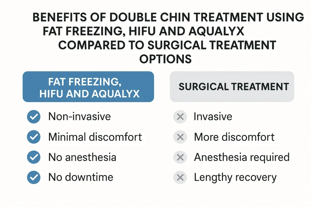 Graphic about the benefits of double chin treatment Bedfordshire - from LA LIPO