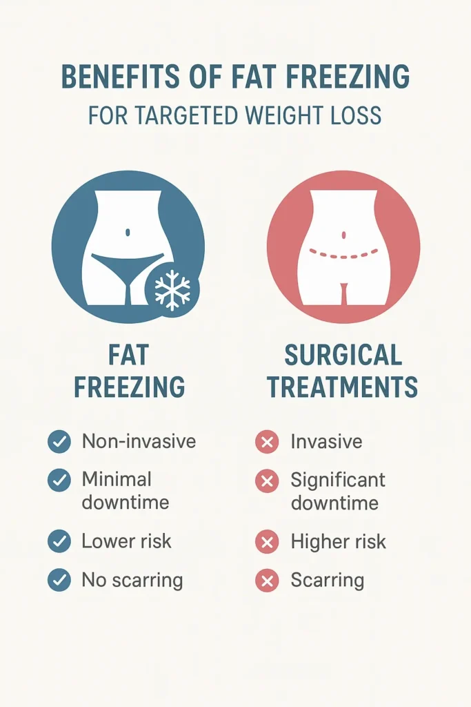 graphic showing the benefits of fat freezing Bedfordshire