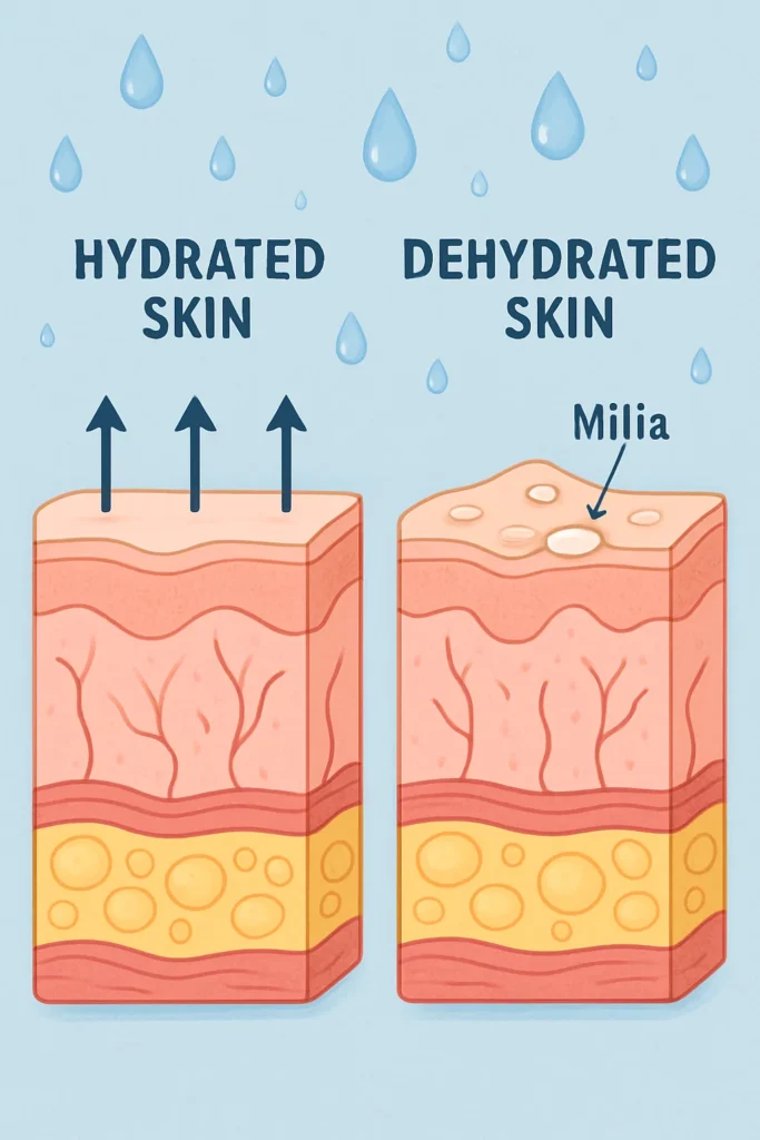 The importance of hydration and milia production Bedfordshire